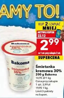 Lewiatan Śmietanka kremowa 30% 200 g Bakoma oferta