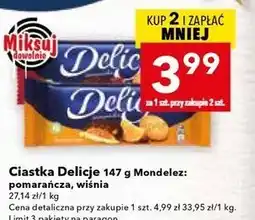 Lewiatan Ciastka Delicje 147 g Mondelez: pomarańcza, wiśnia oferta