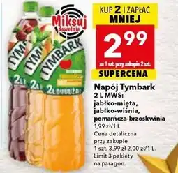 Lewiatan Napój Tymbark 1 L MWS: wiśnia, jabłko-brzoskwinia, czarna porzeczka-brzoskwinia oferta