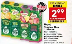 Lewiatan Napój Tropical Duo 1 L Hortex: kiwi-limonka, pomarańcza-uva, winogrono-gujawa, kaktus-ananas oferta