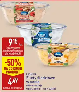 ALDI Filety śledziowe Lisner kurki śledź atlantycki w sosie grzybowym z kurkami oferta