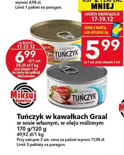 Lewiatan Tuńczyk w kawałkach Graal w sosie własnym, w oleju roślinnym oferta