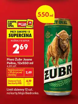 Biedronka Piwo Żubr Jasne Pełne, 12x550 ml oferta