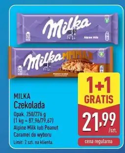 ALDI Czekolada MILKA Alpine Milk lub Peanut Caramel w wyborze oferta