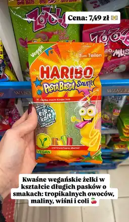 Intermarche Żelki kwaśne wegańskie o smakach tropikalnych owoców, maliny, wiśni i coli Haribo oferta