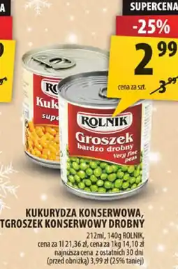 Arhelan Kukurydza konserwowa, tgroszek konserwowy drobny Rolnik oferta