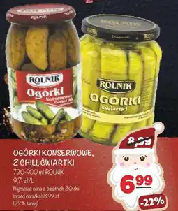 Arhelan Ogórki konserwowe, z chill, ćwiartki Rolnik oferta