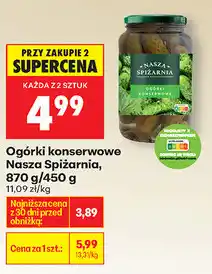 Biedronka Ogórki konserwowe Nasza Spiżarnia, 870 g/450 g oferta