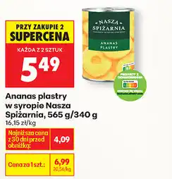 Biedronka Ananas plastry w syropie Nasza Spiżarnia, 565 g/340 g oferta
