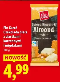 Lidl Czekolada biała z ciastkami korzennymi i migdałami Fin Carré oferta