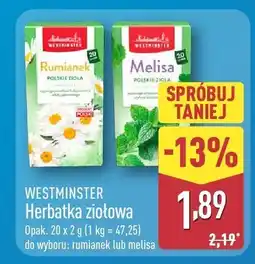 ALDI Herbatka ziołowa WESTMINSTER rumianek lub melisa oferta