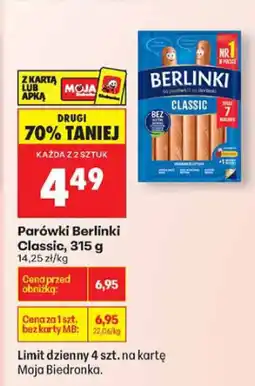 Biedronka Parówki Classic Berlinki oferta