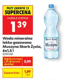 Biedronka Woda mineralna lekko gazowana Muszyna Skarb Życia, 6x1,5 L oferta