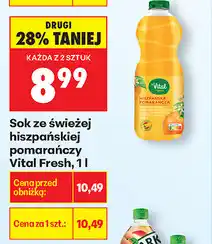 Biedronka Sok ze świeżej hiszoańskiej pomarańczy Vital Fresh, 1 L oferta