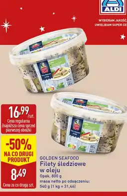 ALDI GOLDEN SEAFOOD Filety śledziowe w oleju (drugi produkt -50%) oferta
