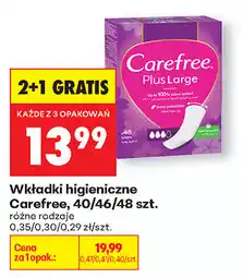 Biedronka Wkładki higieniczne Carefree, 40/46/48 szt oferta
