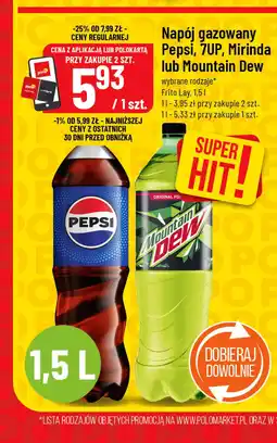Polomarket Napój gazowany Pepsi, 7UP, Mirinda lub Mountain Dew 1,5L oferta