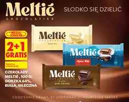 Biedronka Czekolady Meltié, 100 g: gorzka 64%, biała, mleczna oferta
