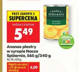 Biedronka Ananas plastry w syropie Nasza Spiżarnia oferta