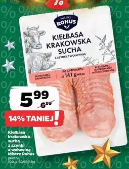 Netto Kiełbasa krakowska sucha z szynki z wołowiną Mistrz Rohus oferta