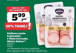 Netto Kiełbasa sucha krakowska z fileta kurczaka Mistrz Rohus oferta