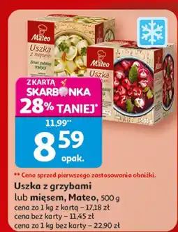 Auchan Uszka z grzybami lub mięsem, Mateo, 500 g oferta