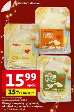 Auchan Pierogi z kapustą i grzybami ukraińskie z serem lub z mięsem Auchan oferta
