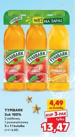 Kaufland Tymbark sok 100% 2 jabłkowe, 1 pomarańczowy oferta