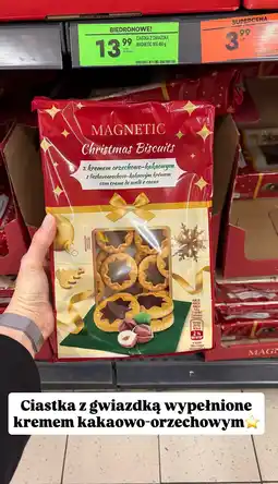 Biedronka Ciastka Christmas Biscuits z kremem orzechowo-kakaowym MAGNETIC oferta