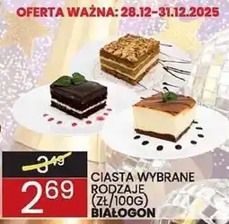 Wafelek Ciasta wybrane rodzaje (zł/100g) Białogon oferta