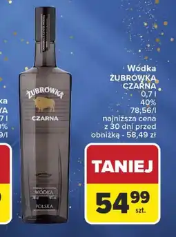 Carrefour Żubrówka Czarna Vodka 0.7L 40% oferta