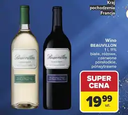 Carrefour Wino BEAUVILLON 1 l 11% białe, różowe, czerwone półsłodkie, półwytrawne oferta