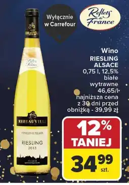 Carrefour Wino RIESLING ALSACE 0,75 l 12,5% białe wytrawne oferta
