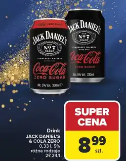 Carrefour Jack Daniel's & Cola Zero Drink 0.33l oferta