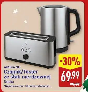 Ambiano Czajnik/Toster ze stali nierdzewnej