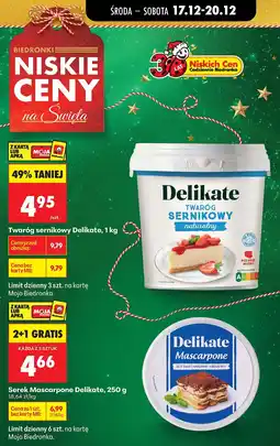 Biedronka Twaróg sernikowy Delikate naturalny oferta