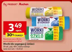 Auchan Worki do segregacji odpadów papier 60 l Auchan Różnorodne (Logo Czerwone) oferta