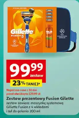 Auchan Zestaw w pudełku fusion5 proglide żel do golenia + maszynka Gillette oferta