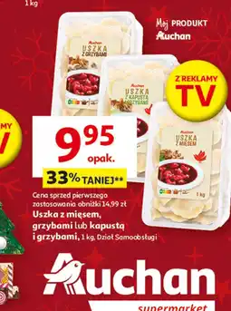 Auchan Uszka z mięsem, grzybami lub kapustą i grzybami oferta