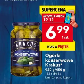 Ogórki konserwowe Krakus, 920 g/450 g