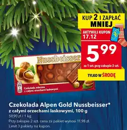 Lewiatan Czekolada Alpen Gold Nussbeisser z całymi orzechami laskowymi, 100 g oferta