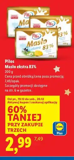 Lidl Masło ekstra 83% Pilos oferta