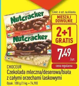 ALDI Czekolada Nutcracker mleczna/deserowa/biała z całymi orzechami laskowymi CHOCEUR oferta