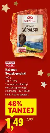 Lidl Boczek Kabanos Boczek góralski 100g oferta