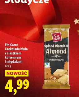 Lidl Czekolada Fin Carré biała z ciastkiem korzennym i migdałami oferta