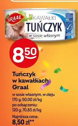 Żabka Tuńczyk w kawałkach Graal w sosie własnym, w oleju oferta