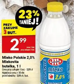 Twój Market Mleko Polskie 2,0% Mlekovita butelka, 1 l oferta