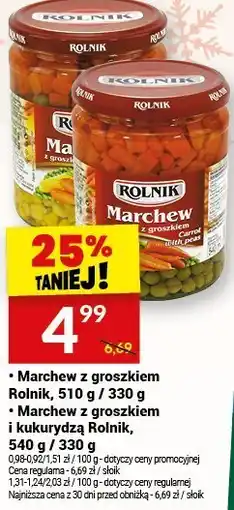 Twój Market Marchew z groszkiem i kukurydzą Rolnik, 540 g / 330 g oferta