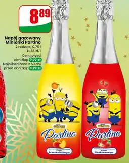 Dino Napój gazowany Minionki Partino 0,75 l brzoskwiniowy/truskawkowy oferta
