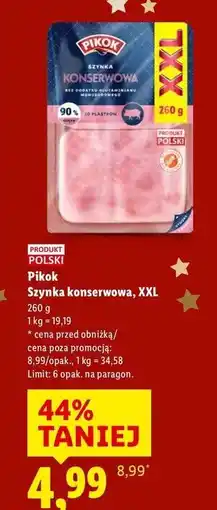 Lidl Szynka konserwowa wieprzowa Pikok oferta